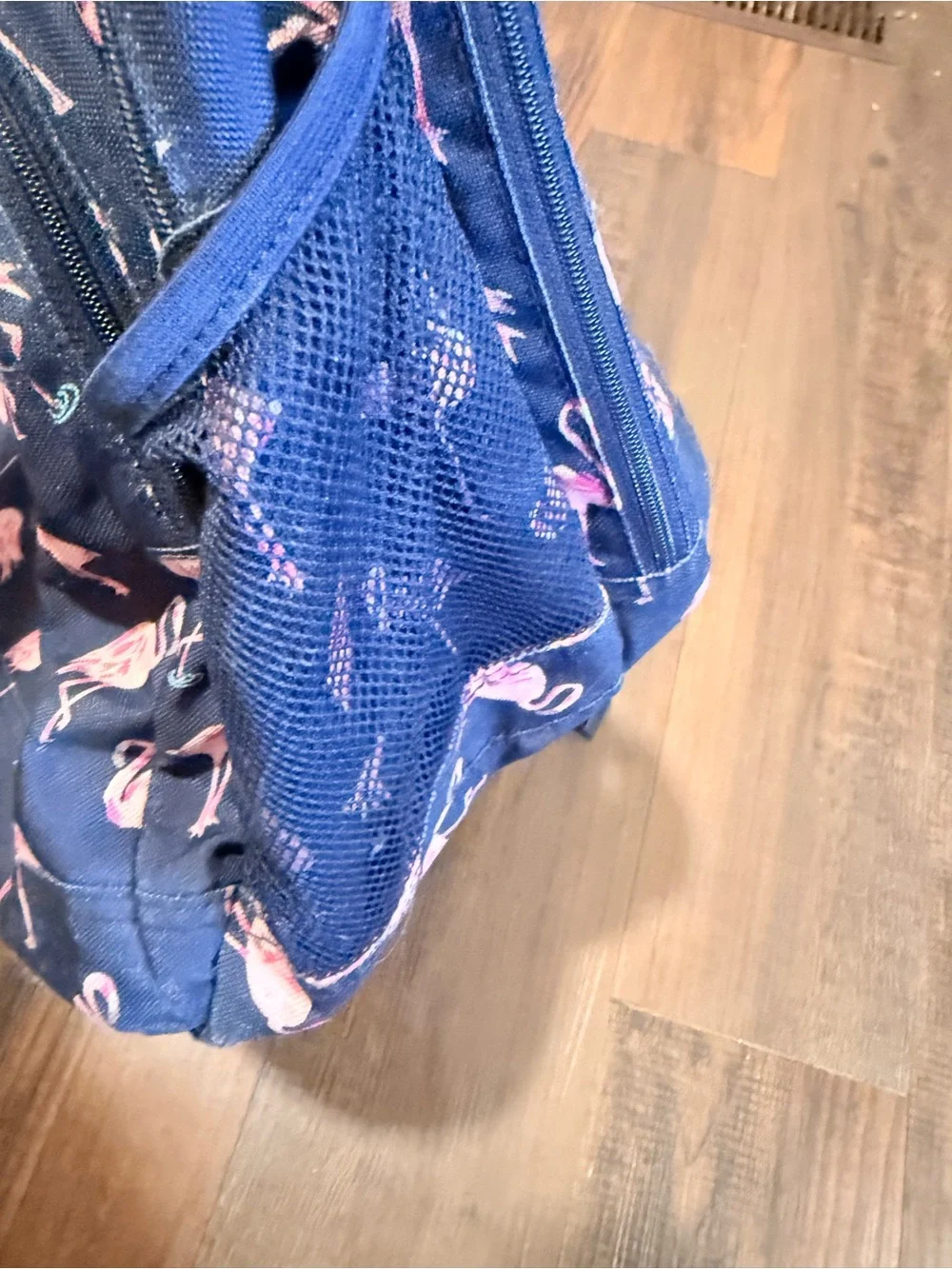 Vera Bradley Navy Backpack with Pink Flamingo Pattern